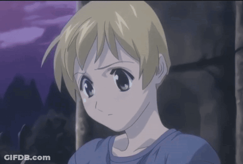 Blonde Boy In Blue Shirt Serious Look GIF