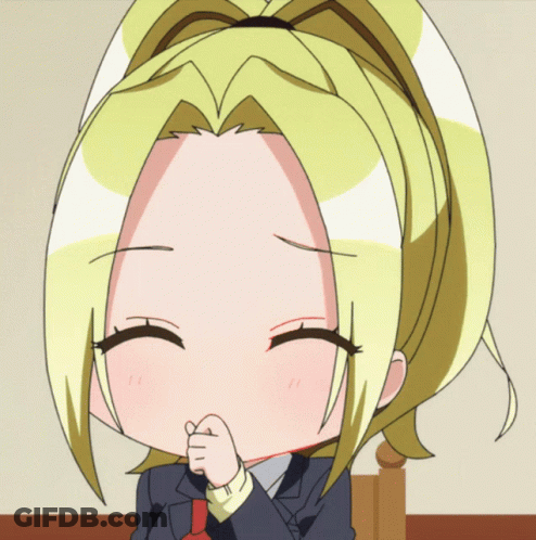 Blonde Cartoon Girl With Black Tie Smiling GIF