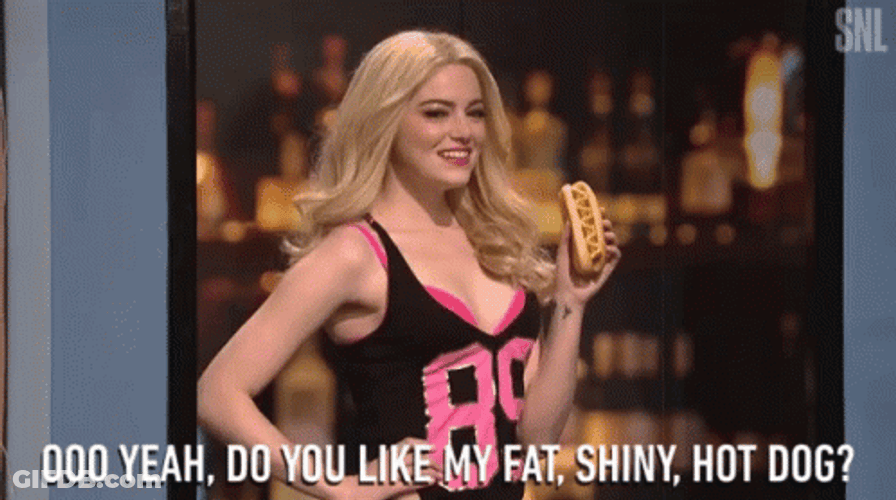 Blonde Emma Stone Makes Me Want A Hot Dog GIF