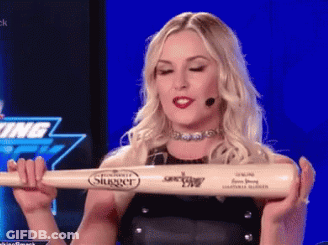 Blonde Girl Baseball Bat GIF