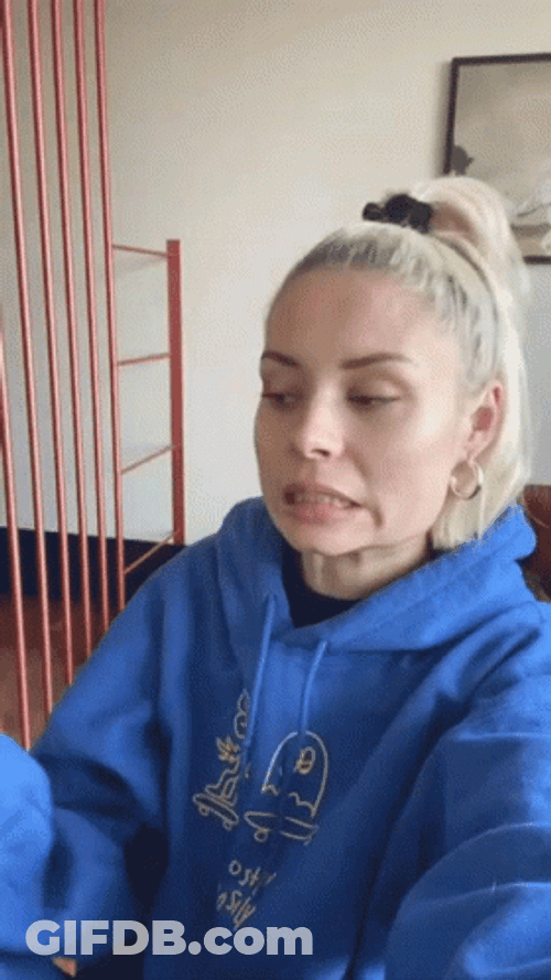Blonde Girl Eek Reaction GIF