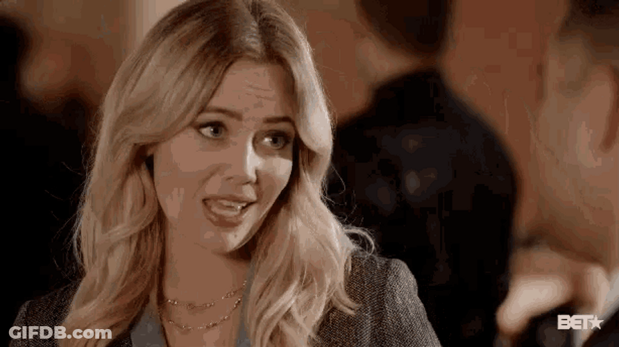Blonde Girl Flirt Gaze With A Guy GIF