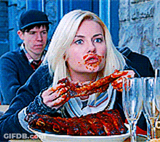 Blonde Girl Funny Eating GIF