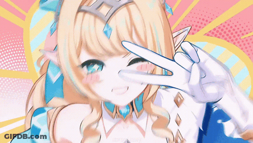 Blonde Girl Giving Peace Sign GIF