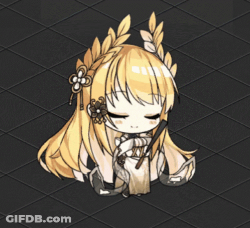 Blonde Girl Holding Fan Eyes Closed GIF