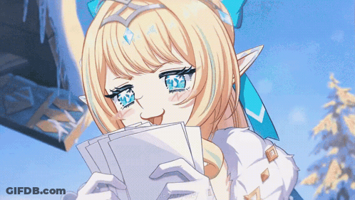 Blonde Girl Holding Papers GIF