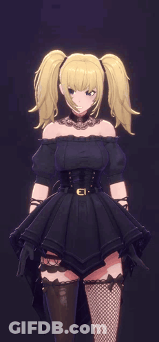 Blonde Girl In Black Dress With Belt Saying El GIF