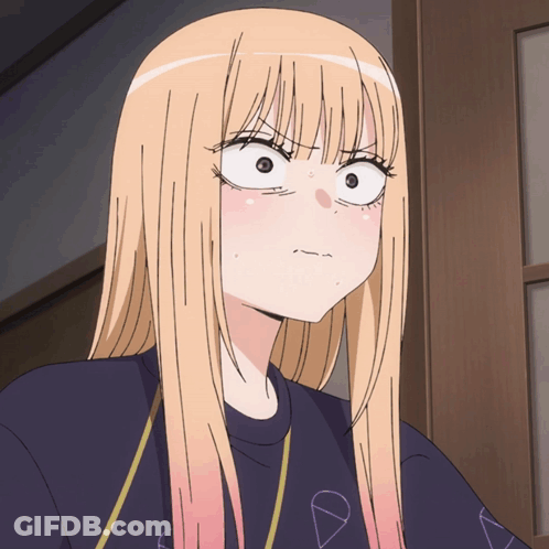 Blonde Girl In Black Shirt With Triangle GIF