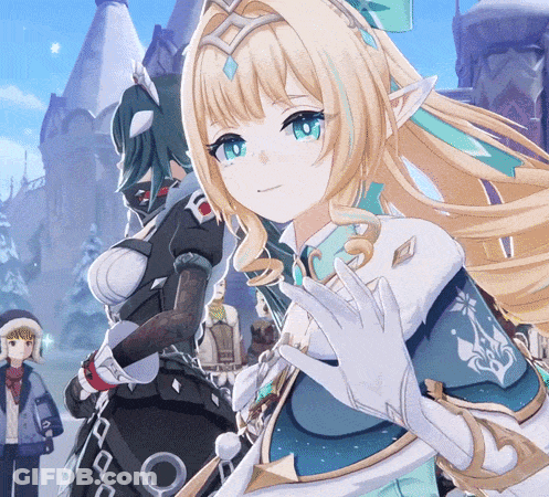 Blonde Girl In Front Of Castle GIF