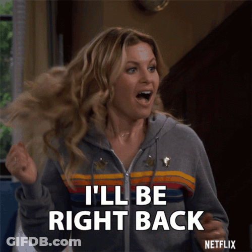 Blonde Girl In Grey Jacket Be Right Back GIF