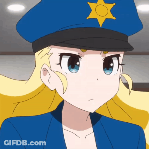 Blonde Girl In Police Hat With Yellow Star GIF