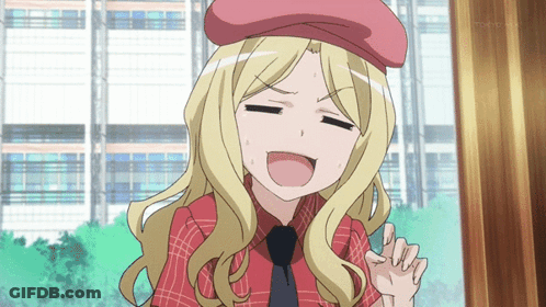 Blonde Girl In Red Shirt And Pink Hat GIF