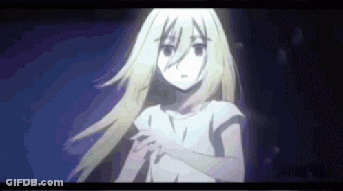 Blonde Girl In White Shirt In Dark Room GIF