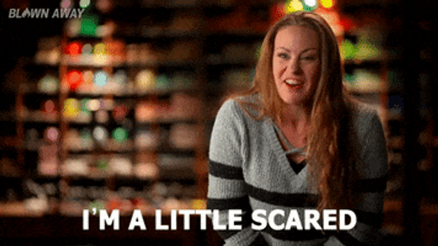 Blonde Girl Is Little Scared GIF