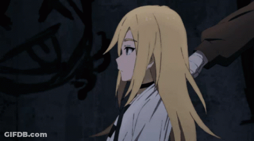Blonde Girl Next To Man With Bandaged Hand GIF