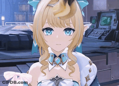 Blonde Girl Standing Before Computer Screen Saying Insight GIF