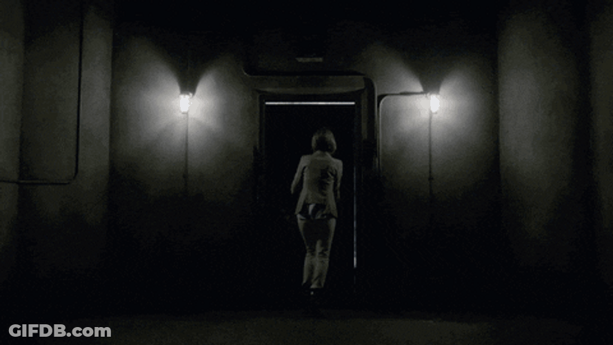 Blonde Girl Walking Door Opening GIF