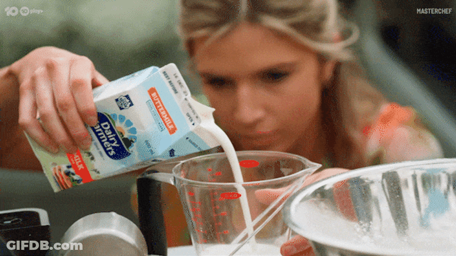 Blonde Girl Water Pouring Milk GIF