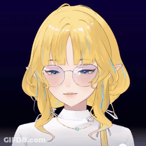 Blonde Girl With Glasses In White Turtleneck GIF