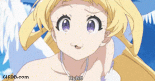 Blonde Girl With Purple Eyes And Miku Necklace GIF