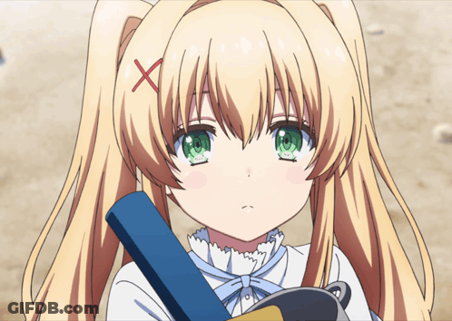 Blonde Girl With Red Cross On Forehead GIF