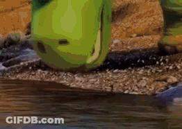 Blonde Girl With Red Eyes Looking At Camera GIF