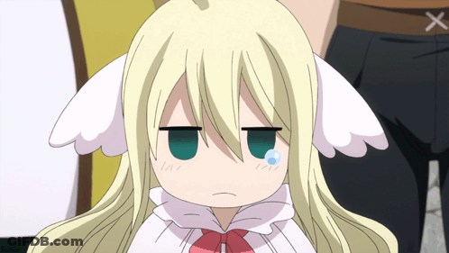 Blonde Girl With White Ears Making Funny Face GIF
