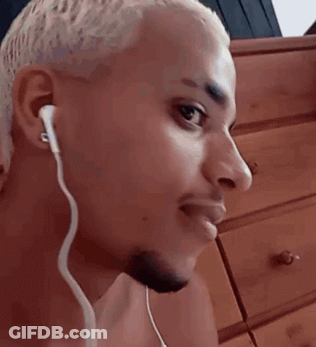 Blonde Hair Beard Man With Headphones GIF