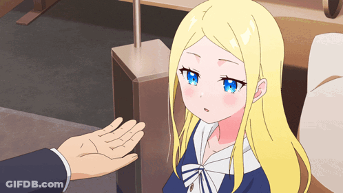 Blonde-Haired Blue-Eyed Girl Held By Man's Hand GIF