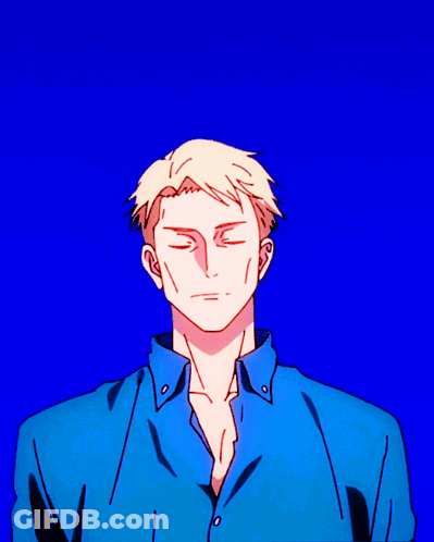 Blonde Man In Blue Shirt Looking Up GIF