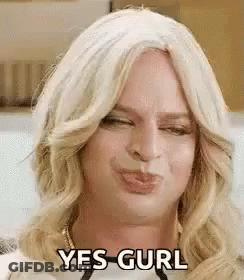 Blonde Man Wearing Wig Making Funny Face GIF