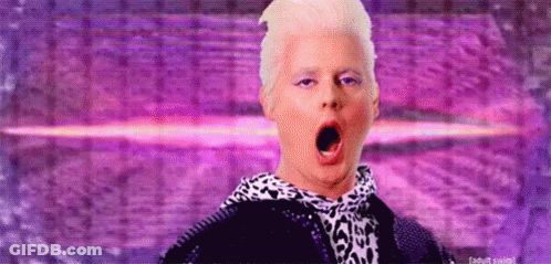 Blonde Man Yawning In Leopard Scarf GIF