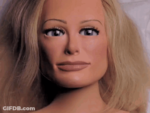 Blonde Mannequin Face Close Up GIF
