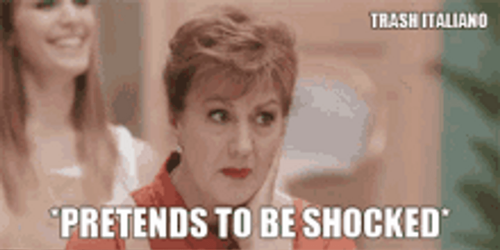 Blonde Old Woman Pretends To Be Shocked GIF