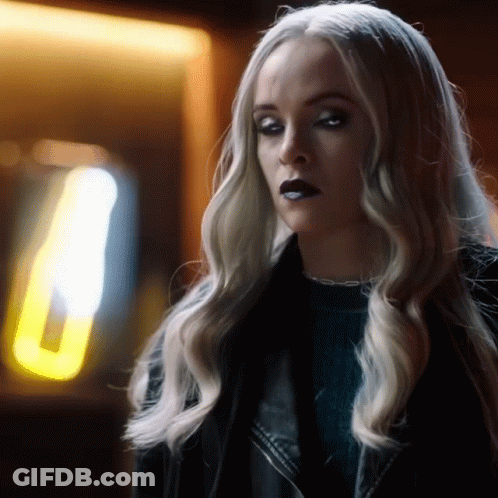 Blonde Woman Black Lips Black Leather Jacket GIF