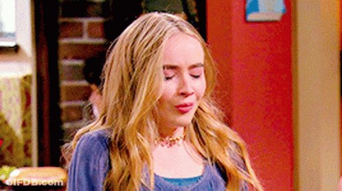 Blonde Woman Blue Sweater & Choker GIF