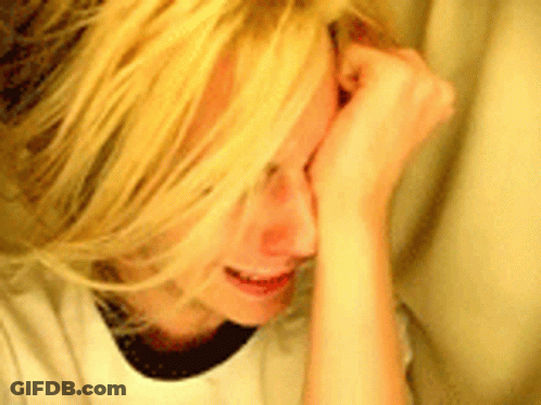 Blonde Woman Crying In White Shirt And Black Collar GIF