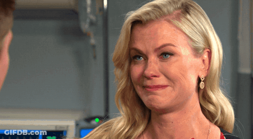 Blonde Woman Crying Looking At Man GIF
