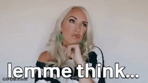 Blonde Woman Hand To Chin Saying Lemme Think GIF