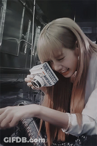Blonde Woman Holding Polaroid Camera Smiling GIF