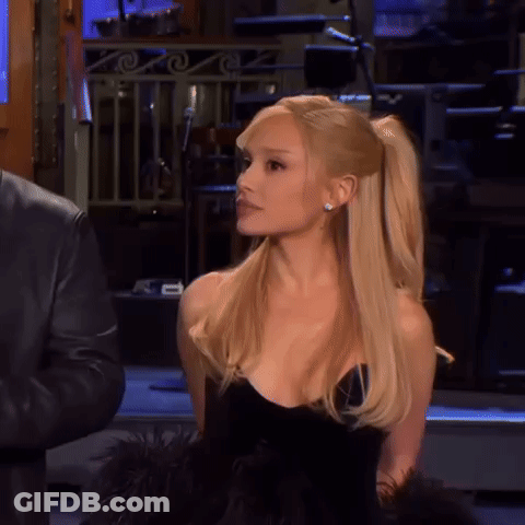 Blonde Woman In Black Dress GIF