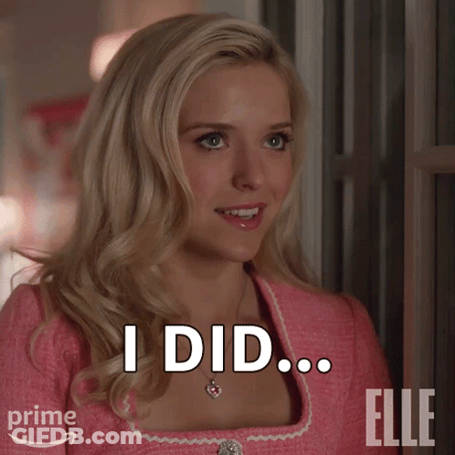 Blonde Woman In Pink Dress Says I Did GIF
