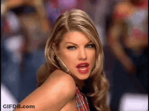 Blonde Woman In Red Lips Before Crowd GIF