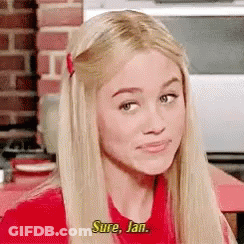 Blonde Woman In Red Shirt Talking GIF