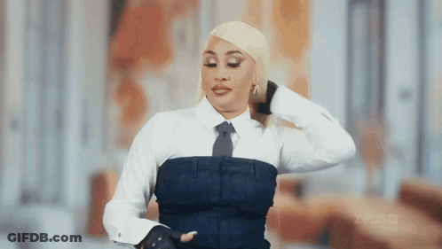 Blonde Woman In White Shirt And Tie GIF