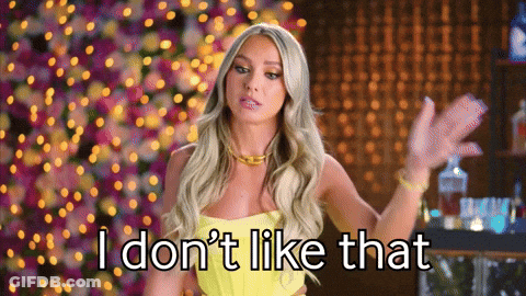 Blonde Woman In Yellow Dress Says I Don't Like That GIF