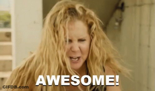 Blonde Woman Making Funny Face Says Awesome GIF
