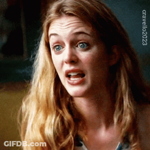 Blonde Woman Making Funny Face With Mouth Open GIF
