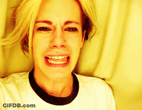 Blonde Woman Making Funny Face With Open Mouth GIF