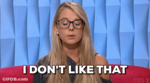 Blonde Woman On Pink Couch Saying I Don't Like That GIF